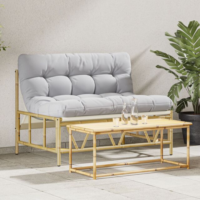Berkfield Home Garden Bench with Cushion 110x80x71 cm Steel in Grey - Size: 110 x 80 x 71 cm - image 1
