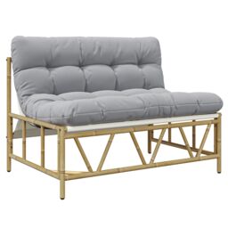 Berkfield Home Garden Bench with Cushion 110x80x71 cm Steel in Grey - Size: 110 x 80 x 71 cm - thumbnail 2