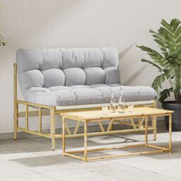 Berkfield Home Garden Bench with Cushion 110x80x71 cm Steel in Grey - Size: 110 x 80 x 71 cm - thumbnail 1