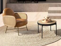 Angel Cerda Round Rattan Coffee Table Black MDF Base & Black - thumbnail 3