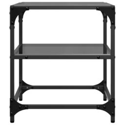Berkfield Home Coffee Tables with Black Glass Top 2 pcs 40x40x45 cm Steel - Size: 40 x 40 x 45 cm - thumbnail 5