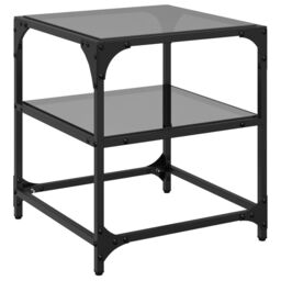 Berkfield Home Coffee Tables with Black Glass Top 2 pcs 40x40x45 cm Steel - Size: 40 x 40 x 45 cm - thumbnail 4