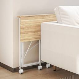 Wyld Haus Yokare 80cm Oak Tone & White Folding Desk on Wheels - thumbnail 7