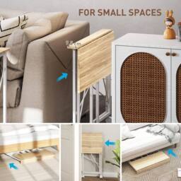 Wyld Haus Yokare 80cm Oak Tone & White Folding Desk on Wheels - thumbnail 4