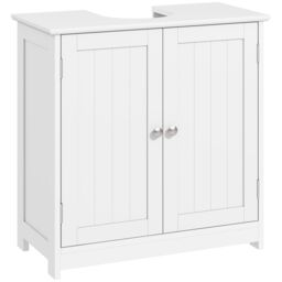 Kleankin 60x60cm Under-Sink Storage Cabinet w/ Adjustable Shelf in White - Size: 60x60 cm - thumbnail 2