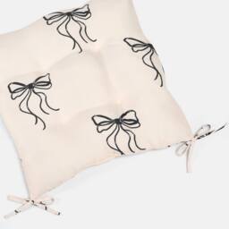 OHS 2 x Bows Print Garden Chair Cushions Outdoor Seat Pads in Cream - Size: 40 cm x 40 cm - thumbnail 5