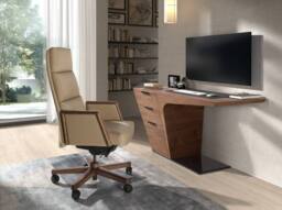Angel Cerda Leatherette Swivel Office Chair with Walnut Wood Base - thumbnail 5