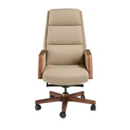 Angel Cerda Leatherette Swivel Office Chair with Walnut Wood Base - thumbnail 2