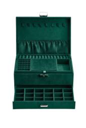 ExtraStar 3-Tier Velvet Jewellery Box with Lock in Dark Green - thumbnail 3