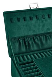 ExtraStar 3-Tier Velvet Jewellery Box with Lock in Dark Green - thumbnail 5