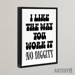 "Artery8 I Like The Way You Work It Black White Cheeky Framed Canvas Art Print - Size: W18"" x H24""" - thumbnail 2