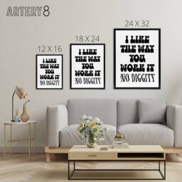 "Artery8 I Like The Way You Work It Black White Cheeky Framed Canvas Art Print - Size: W18"" x H24""" - thumbnail 4