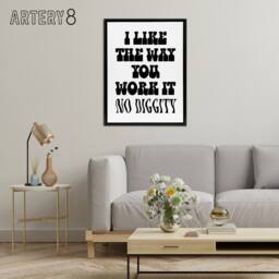 "Artery8 I Like The Way You Work It Black White Cheeky Framed Canvas Art Print - Size: W18"" x H24""" - thumbnail 3