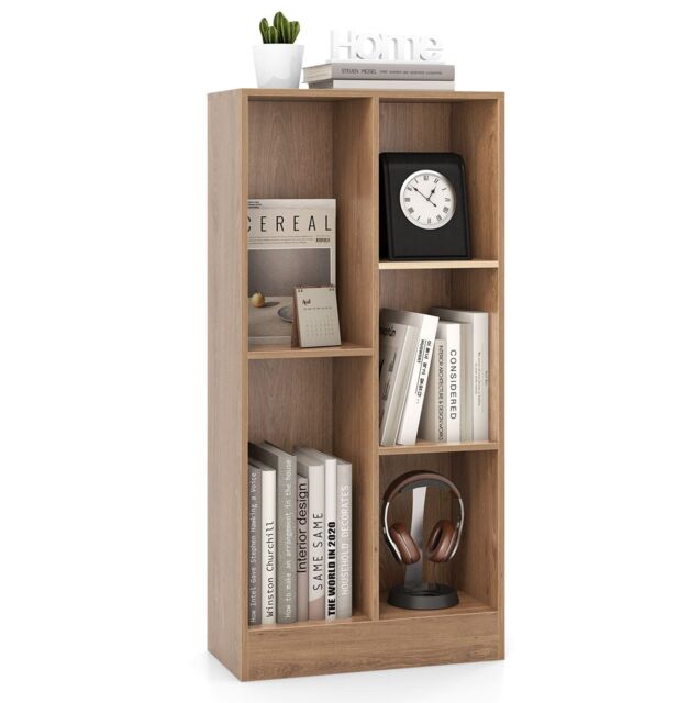 Costway 5-Cube Bookshelf Office Bookcase w/Open Storage Compartments in Brown - image 1