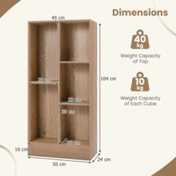 Costway 5-Cube Bookshelf Office Bookcase w/Open Storage Compartments in Brown - thumbnail 2