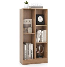 Costway 5-Cube Bookshelf Office Bookcase w/Open Storage Compartments in Brown