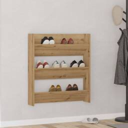 Berkfield Home Wall Shoe Cabinet Artisan Oak 80x18x90 cm Engineered Wood in Brown - Size: 80 x 18 x 90 cm - thumbnail 2