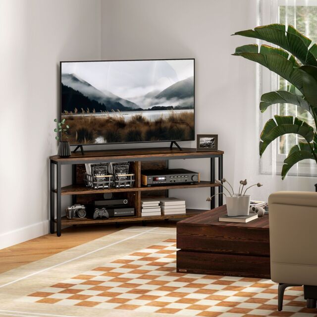 "HOMCOM 50"" TV Stand Cabinet, TV Unit with Storage Shelves, Rustic Brown" - image 1