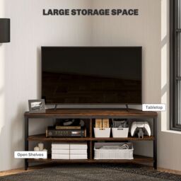 "HOMCOM 50"" TV Stand Cabinet, TV Unit with Storage Shelves, Rustic Brown" - thumbnail 5