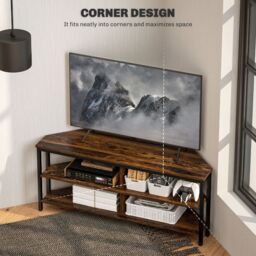 "HOMCOM 50"" TV Stand Cabinet, TV Unit with Storage Shelves, Rustic Brown" - thumbnail 4