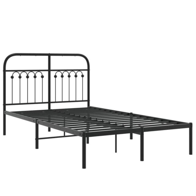 Berkfield Home Metal Bed Frame without Mattress with Headboard Black 120x190cm - Size: 120x190 cm - image 1