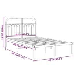 Berkfield Home Metal Bed Frame without Mattress with Headboard Black 120x190cm - Size: 120x190 cm - thumbnail 8
