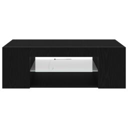 Berkfield Home TV Cabinet with LED Lights in Black Oak - 90 x 39 x 30 cm - Made from Engineered Wood - thumbnail 6