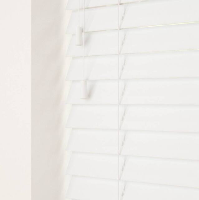 Blinds Outlet Faux Wooden Venetian Blinds with Tapes in White - Size: 210 cm width x 160 cm drop - image 1