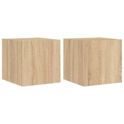 Berkfield Home TV Wall Cabinets with LED Lights 2 pcs Sonoma Oak 30.5x35x30 cm in Brown - thumbnail 2
