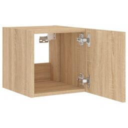 Berkfield Home TV Wall Cabinets with LED Lights 2 pcs Sonoma Oak 30.5x35x30 cm in Brown - thumbnail 9