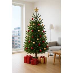 Clifton Premier Nordman Fir Xmas Tree -Low Needle Drop - 1.25m to 1.5m (4-5ft) in Green - thumbnail 1