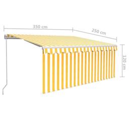 Berkfield Home Manual Retractable Awning with Blind 3.5x2.5m Yellow&White in Yellow - thumbnail 7
