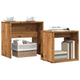 Berkfield Home Nesting Coffee Tables 2 pcs Old Wood Engineered Wood in Brown - thumbnail 3