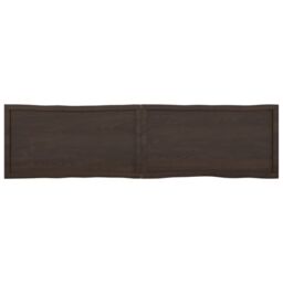 Berkfield Home Table Top Dark Grey 200x50x(2-4) cm Treated Solid Wood Live Edge in Brown - thumbnail 3
