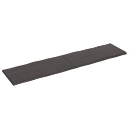 Berkfield Home Table Top Dark Grey 200x50x(2-4) cm Treated Solid Wood Live Edge in Brown - thumbnail 2