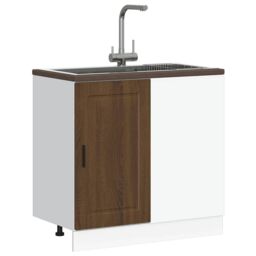 Berkfield Home Kitchen Base Cabinet Porto Brown Oak Engineered Wood - thumbnail 4