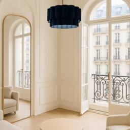 CGC Lighting Selina Scalloped Two Tier Navy Drum Lampshade Large 48cm - thumbnail 3