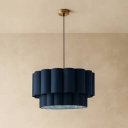 CGC Lighting Selina Scalloped Two Tier Navy Drum Lampshade Large 48cm - thumbnail 2