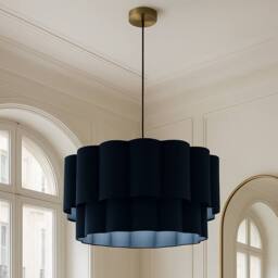 CGC Lighting Selina Scalloped Two Tier Navy Drum Lampshade Large 48cm - thumbnail 1