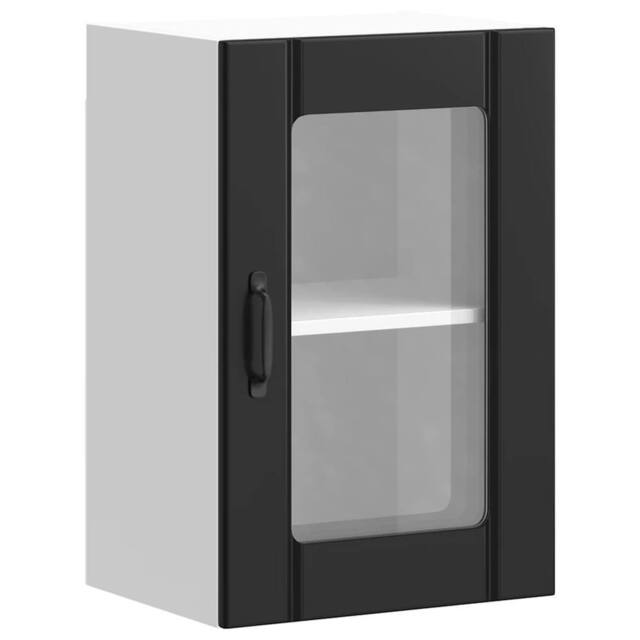 Berkfield Home Kitchen Wall Cabinet with Glass Door Lucca Black - image 1