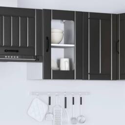 Berkfield Home Kitchen Wall Cabinet with Glass Door Lucca Black - thumbnail 4
