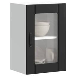 Berkfield Home Kitchen Wall Cabinet with Glass Door Lucca Black - thumbnail 2