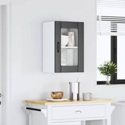 Berkfield Home Kitchen Wall Cabinet with Glass Door Lucca Black - thumbnail 3