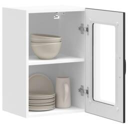 Berkfield Home Kitchen Wall Cabinet with Glass Door Lucca Black - thumbnail 5