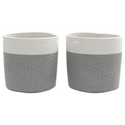 Berkfield Home Storage Baskets 2 pcs Grey & White √ò28x28 cm Cotton - Size: 28x28 cm - thumbnail 4