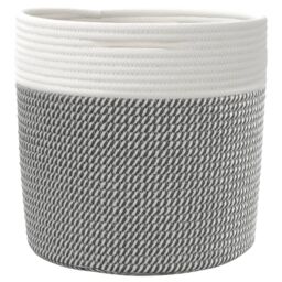 Berkfield Home Storage Baskets 2 pcs Grey & White √ò28x28 cm Cotton - Size: 28x28 cm - thumbnail 6