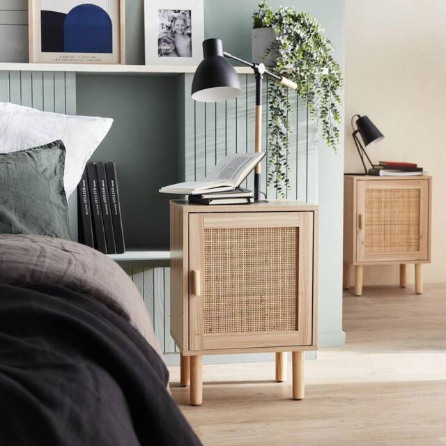sweeek Pair Of Woven Rattan Bedside Tables in Light Brown - image 1