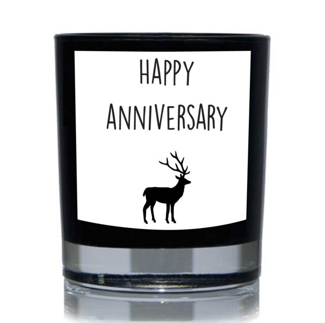 60 SECOND MAKEOVER Anniversary Candle Happy Anniversary Deer Candle Gift 20cl Candle in Black