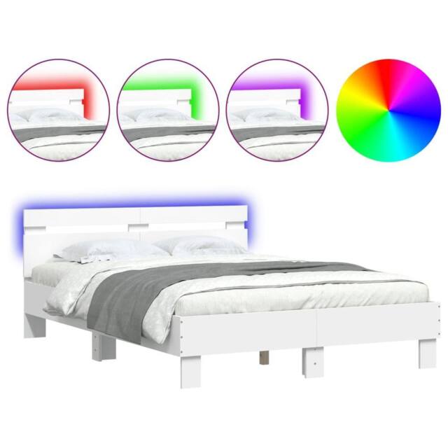 Berkfield Home Bed Frame with LED without Mattress White 120x200 cm - Size: Small Double - image 1