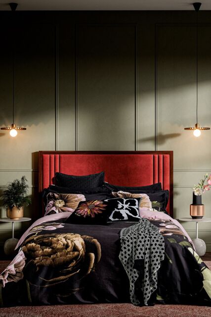 Ted Baker 'Paper Floral' Cotton Duvet Cover Set in Black - Size: Double - image 1